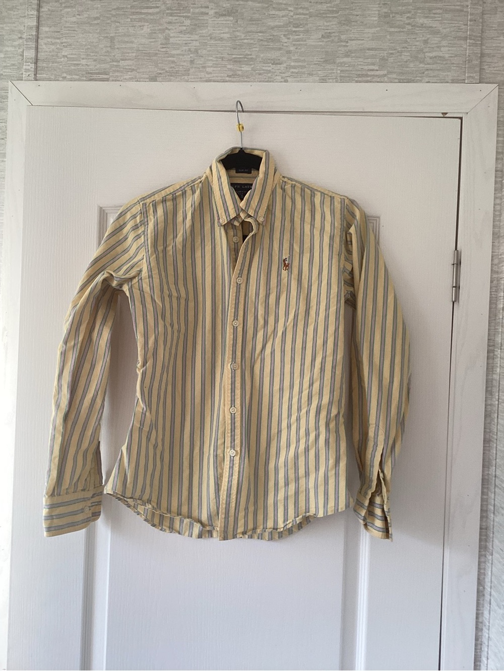 Ralph Lauren Yellow and Blue Striped Cotton Button-Down Shirt